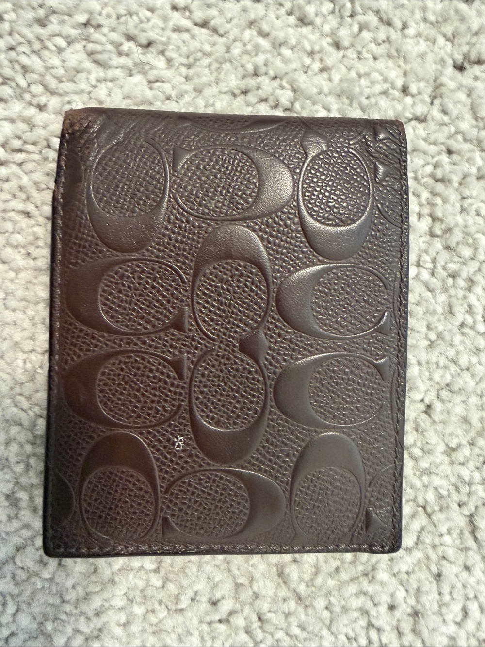 Coach Embossed Signature Brown Leather Card Holder